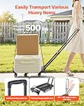 VEVOR Camion à main pliant, 500 lbs Capacité de charge, Panier à bagages collapsible avec 6 Roues, 2 Ropes élastiques & Base extensible, Utilitaire Dolly Platform Cart pour le bureau de bagages de voyage aéroport Déménagement, Noir