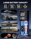 Gonfleur de pneus Portable Air Compresseur, 180PSI Air Compresseur pour voiture, 6X Plus vite Air Pompe avec jauge de pression numérique, pompe à pneus avec inflation en double mode pour voiture, moto, vélo et ballon