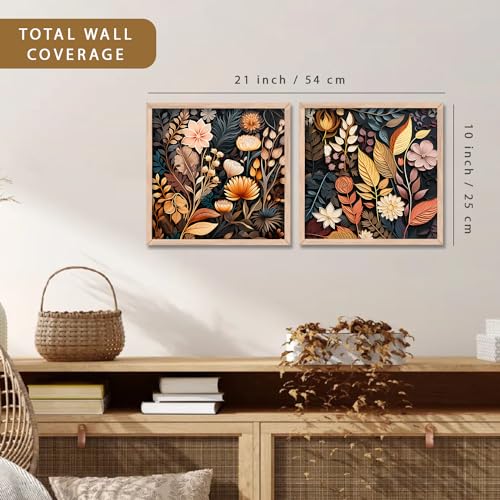 Image of kotart Premium Paintings with Frame for Home Decoration - floral Art Painting for Living Room Bedroom Office Wall Decoration - Pack of 2 B