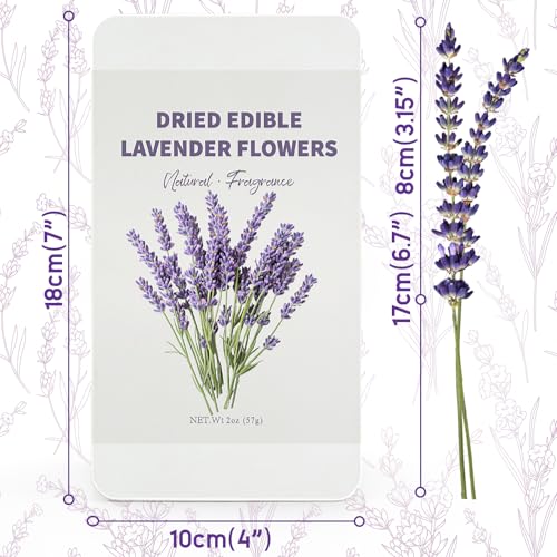 Image of 130+ Edible Lavender Sprigs for Cake & Cocktails Garnish, 2oz (57g) Whole Dried Lavender Stems - Culinary Herb for Tea, Baking, Desserts, DIY & Artistic Crafts