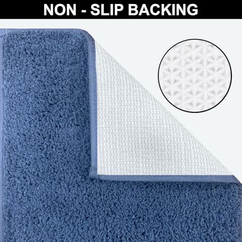 Image of Luxe Home Colosseum Bath Mat 100% Cotton (40x60 cm) Super Soft Non-Slip Bathroom Mat for Bedroom Door (Blue)