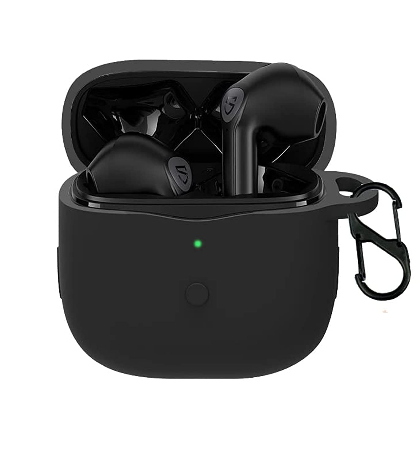 Generic Compatible Protective Case Cover for SoundPEATS Air 3 with Carabiner (BLACK)