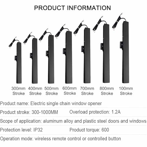 Actuador de ventana de 300-700 mm eléctrico con sensor de lluvia inteligente 6