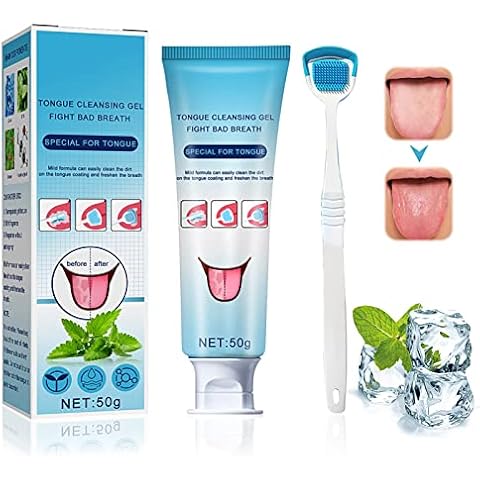 Tongue Cleaner Gel with Tongue Brush, Tongue Cleaning Gel Set, Fresh Mint Tongue Cleaner Gel, Tongue Cleaner Kit for Oral Care Removes Bad Breath Cover