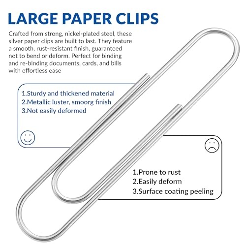 Jumbo Paper Clips, 2 Inch Paper Clip, 200 pcs Large Paperclips image 1
