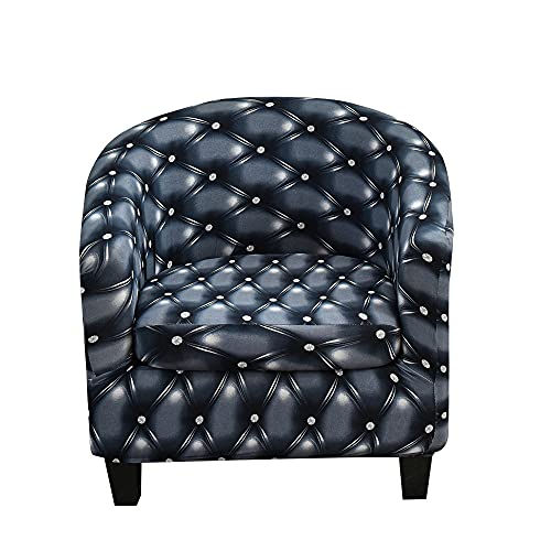 Highdi Funda de Sillón Elástica Universal Chesterfield, Funda de Sofá 2 Piezas con Funda de Base, Estampado de Sencillez Moda Fundas Protector de Butaca para Dormitorio, Club (Gris Diamante)