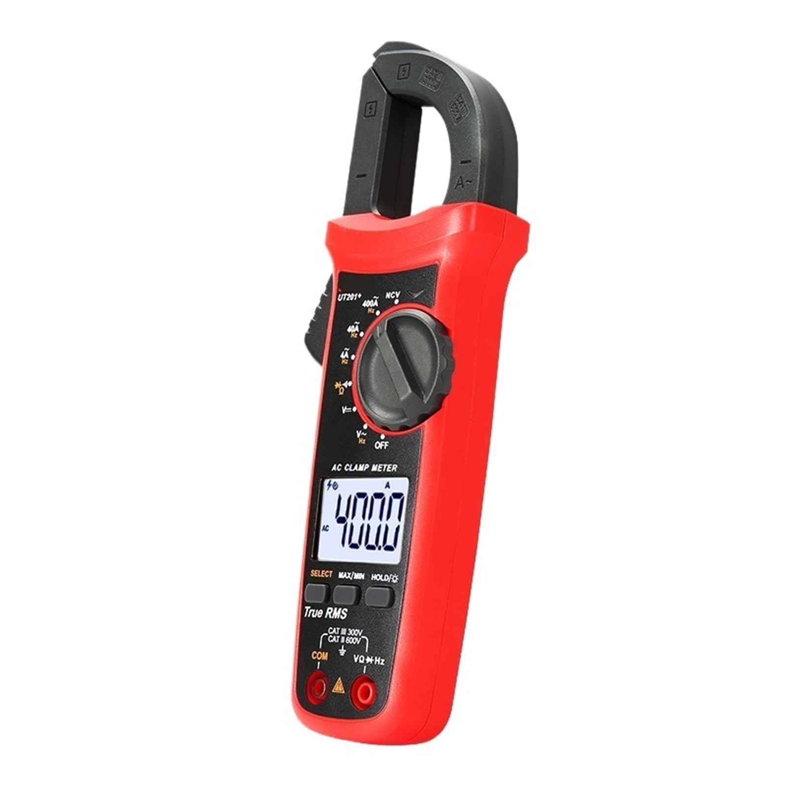 1 mini multímetro digital de pinza amperimétrica, amperímetro de CA, comprobador de pinza amperimétrica de potencia de 400 A y 600 V.(UT202 Plus)