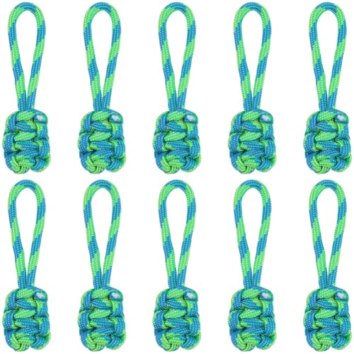 Image of GORGECRAFT 10Pcs Zipper Pulls Replacement Polyester Zip Puller Extender Green Woven Rope Zipper Heads Slider Pull Tab for Suitcases Backpacks Jackets Luggage Purses Handbags Clothing Accessories