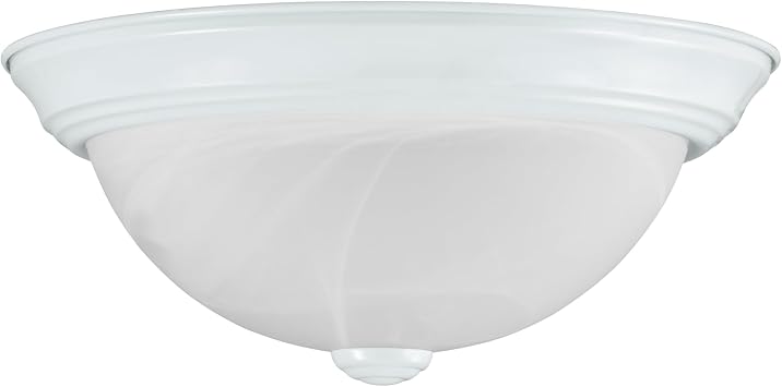 Aspen Creative 63014-4, 2-Light Flush Mount in Matte White Finish with White Alabaster Glass, 13-1/8" Dia. E26 Socket