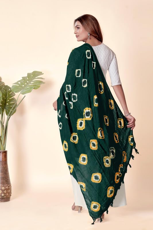 Image of Traditional Bandhani Dupatta for Women Soft Cotton Blend with Tie-Dye Print and Elegant Design for Ethnic