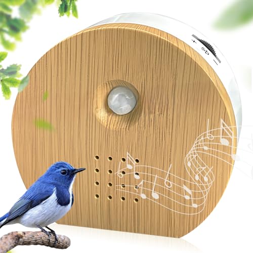 WIYETY Boîte à détecteur de mouvement « Vogelgezwitscher » : boîte à bruits d'oiseaux avec support mural, bruit naturel, détecteur de mouvement chant...