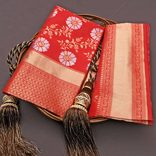 Image of Flosive Women's Kanjivaram Silk Saree With Handloom Weaving Work With Blouse Piece