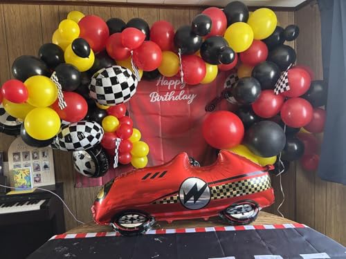 Fondo Fotográfico 5x3 ft Rojo para Fiesta de Cumpleaños miniatura 4