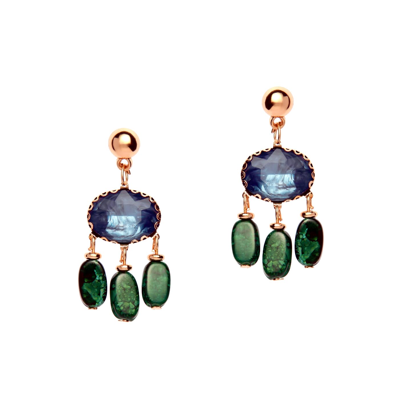 officially gorgeous BY EVERSTYLISH Blue & Golden Drop Earrings for Women | Embellished Statement Jewelry | Lightweight Ethnic, Festive & Event Wear | Elegant Designer Accessory-picture-25