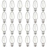 LinMiFo 24 Pack C7 Night Light Bulbs, 15 Watt Night Light Bulbs Dimmable, E12 Candelabra Base Salt Lamp Bulbs Wax Warmer Bulbs for Salt Lamp Night Light Patio Xmas String Lights (Clear)