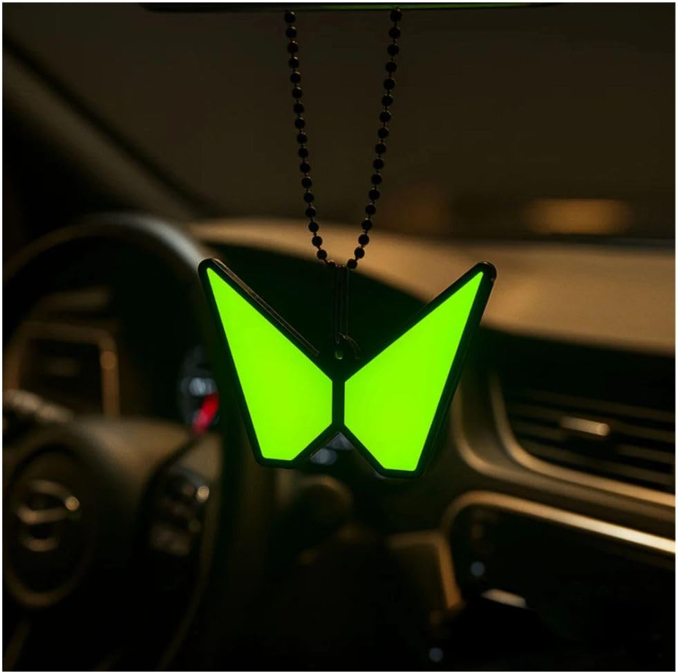 Image of Premium Mahindra new Logo Green Fluorescent car Mirror Hanging with Metal Chain
