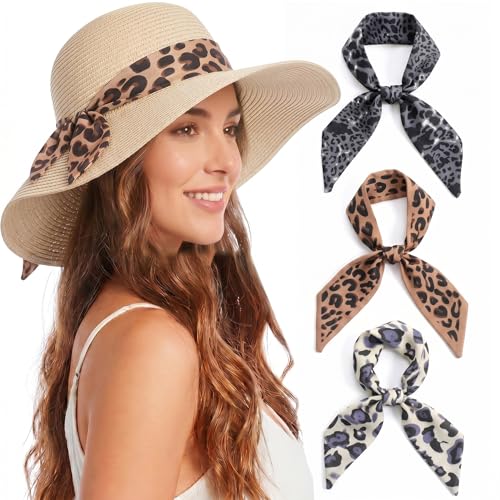 Sombrero de playa mujer de paja con 3 bandas y ala ancha miniatura 1