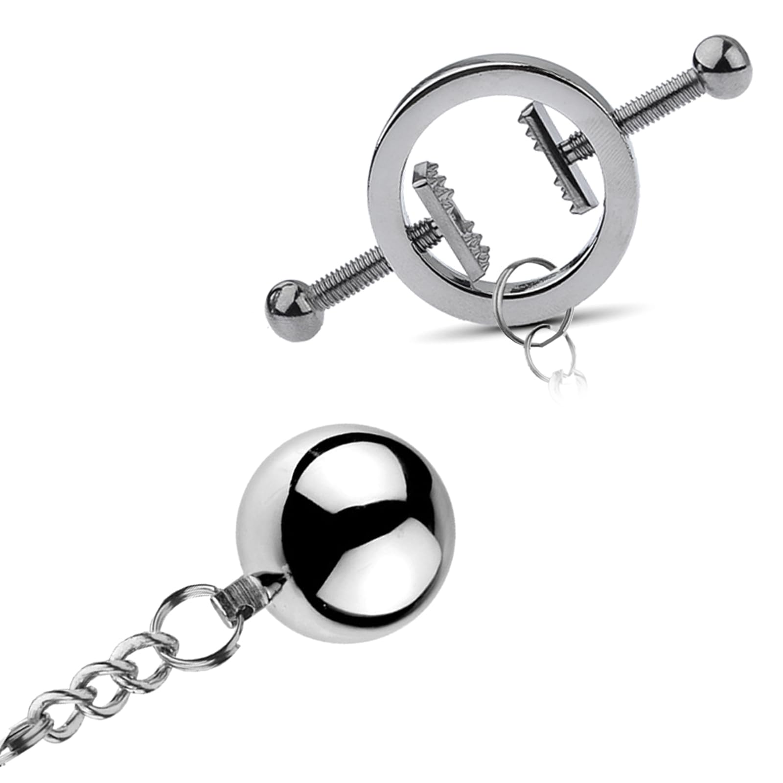 BDSMLOVE Juego de pinzas y estimulador de pezones con bolas de acero con peso, juguetes BDSM, juguetes sexuales eróticos de esclavitud extrema para mujeres y hombres (B)