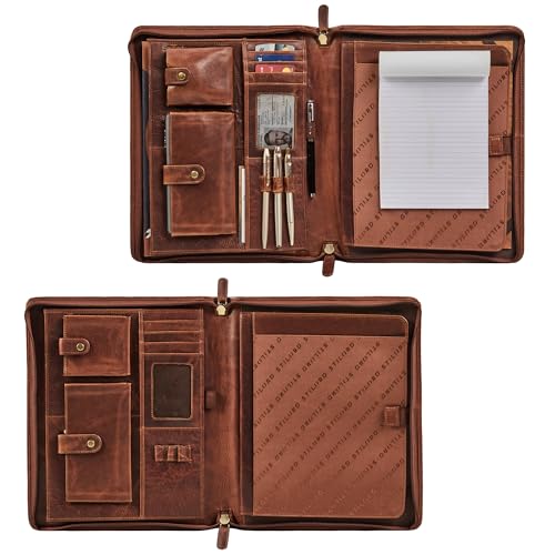 Conférencier A4 Cuir Véritable STILORD Wesley - Porte-document d'exception couleur cognac