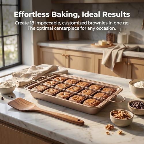 12 X 8 X 2 Inches Non-Stick Brownie Baking Pan with Dividers, Brownie Pan,18 Pre-Slice Baking Tray, Muffin and Cupcake Pan for Oven Baking by Ailelan - Image 7