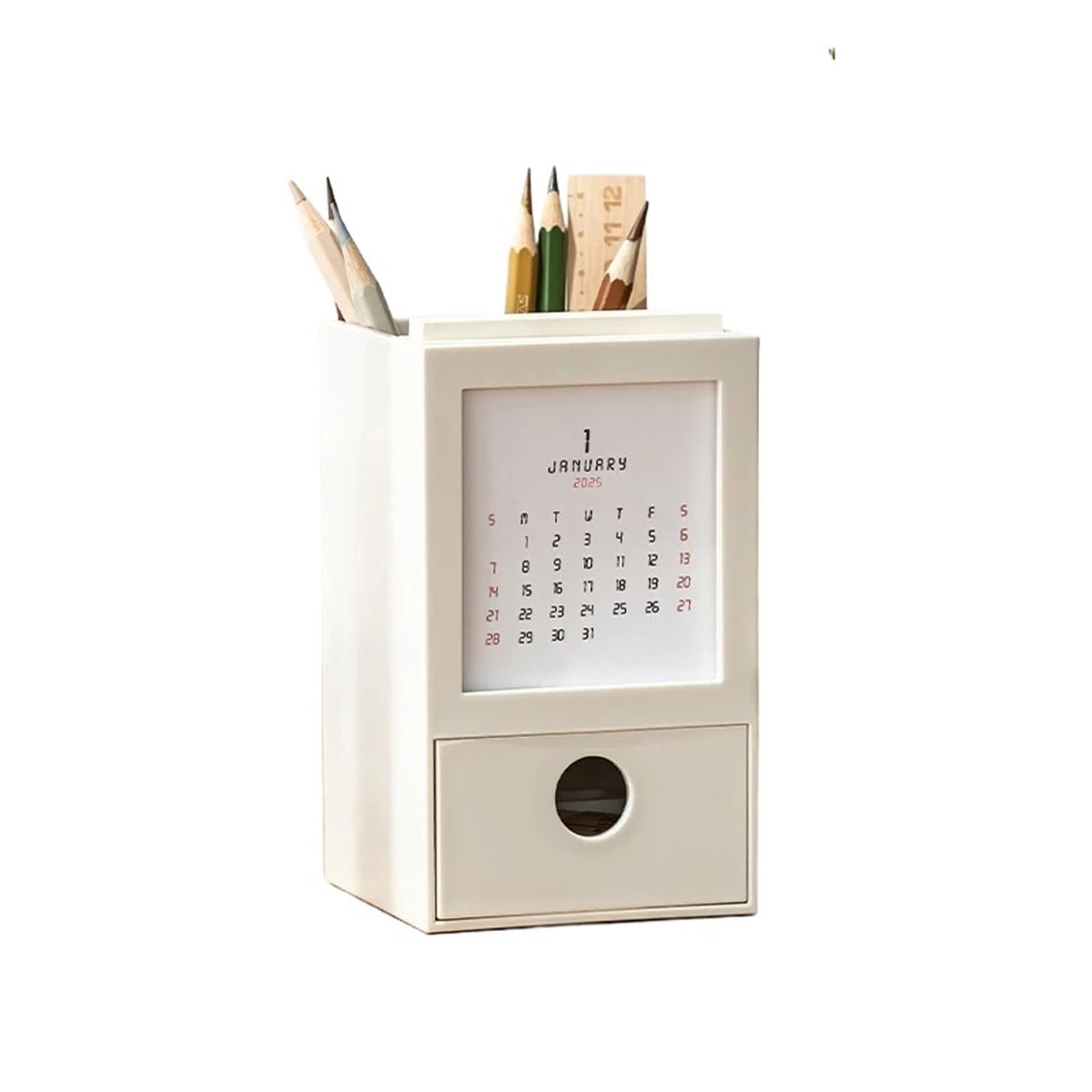 Calendario da scrivania creativo, portapenne, contenitore for pennelli, organizer da scrivania, portapenne in plastica, articoli for ufficio Per Scuola, Casa(Beige-Blue)