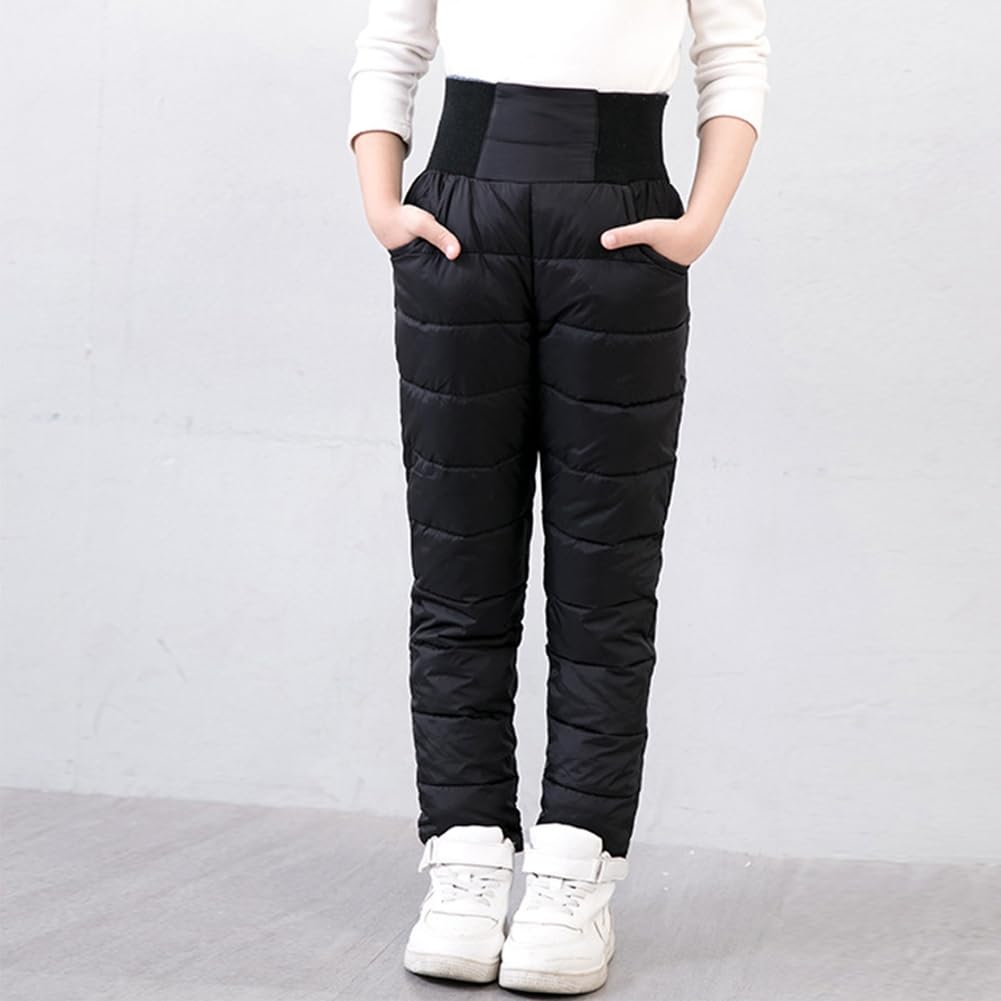 Pantalones de nieve unisex para niños y niñas, de cintura alta, gruesos, cálidos, para invierno, pantalones de nieve con cintura elástica para niños de 2 a 10 años