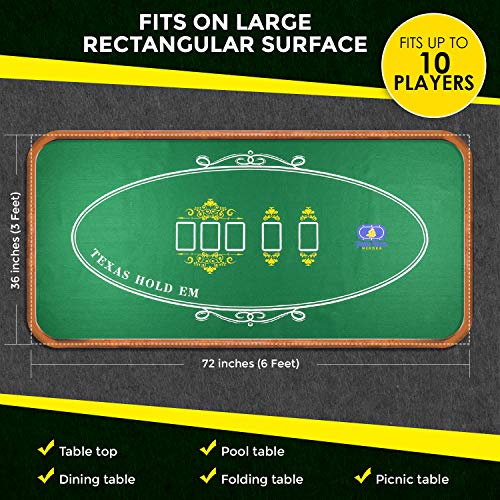 Tabletop Casino Felt Layout For Texas Holdem Poker And Blackjack - Premium Professional Grade Blackjack And Poker Mat For, Theme Party, Poker Night, Fundraisers & Gatherings #TOP5