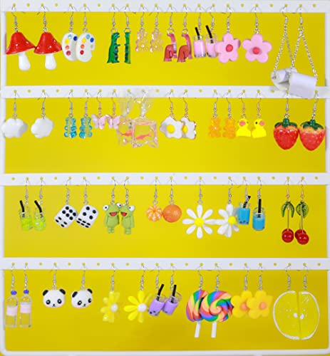 30 Pairs Cute Summer Earrings Weird Earrings Drop Dangle Earrings Frog Panda Goldfish Water Bottle Strawberry Mushroom Butterfly Cloud Flowers Dinosaur Egg Earrings for Women2