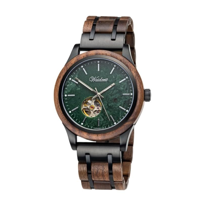 Montre automatique homme bois de noyer robuste avec verre saphir anti-rayure