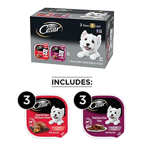 Cesar Soft Wet Dog Food Loaf & Topper in Sauce Angus Beef Flavor with Bacon & Cheese and Porterhouse Steak Flavor with… - Image 3