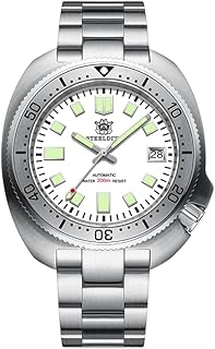STEELDIVE Men Diver Watch, 43.8mm Turtle Automatic Watch Sport 20ATM Water Resistant Wristwatch C3 Luminous Sapphire NH35 Steel Bezel NH35