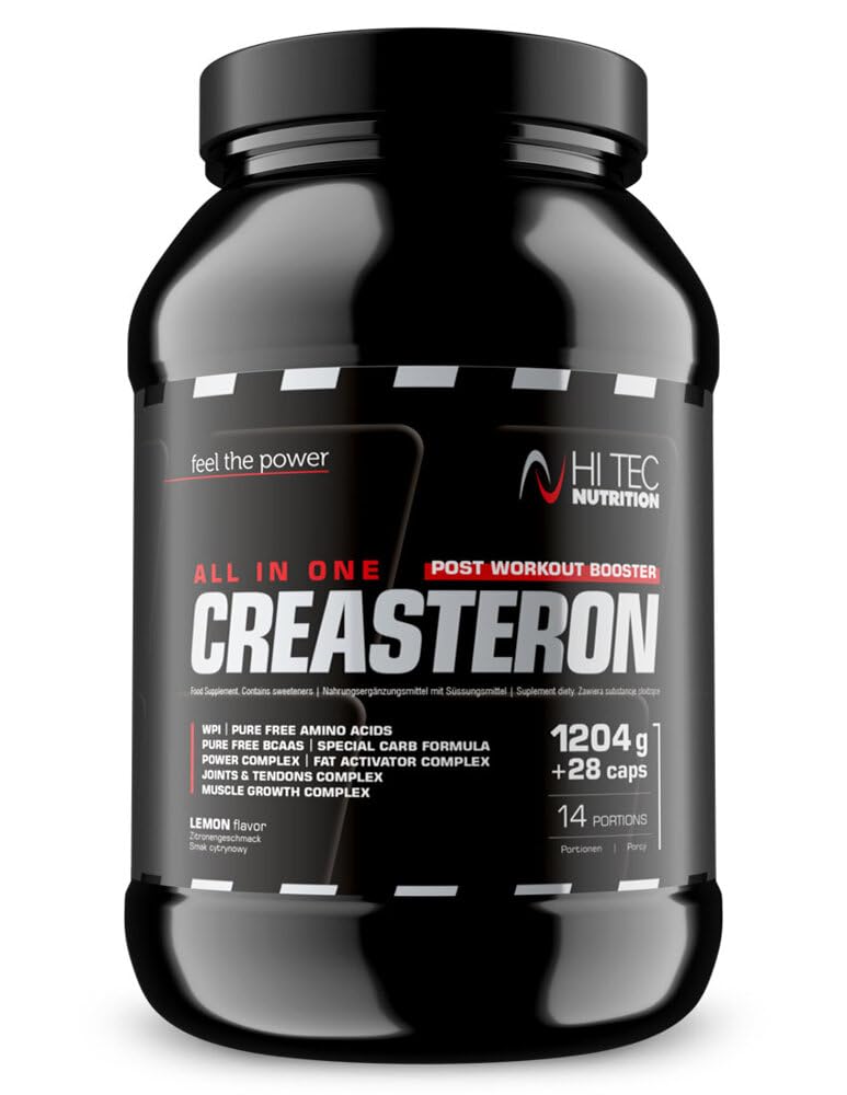 Creatin All in One - Post Workout - Aminosäuren & Vitamine - Creasteron - 2640 + 60 Kapseln - Zitrone - unterstützt Regeneration & Muskelaufbau - Hi Tec Nutrition