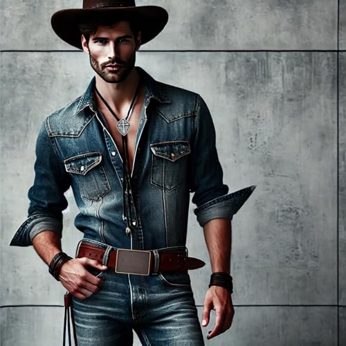 Image of Western Cowboy Vintage Rodeo DIY Blank Belt Buckle for Men | Durable zinc alloy, fits 1.5in leather belts, versatile western belt buckle, for rodeo, casual and formal outfits