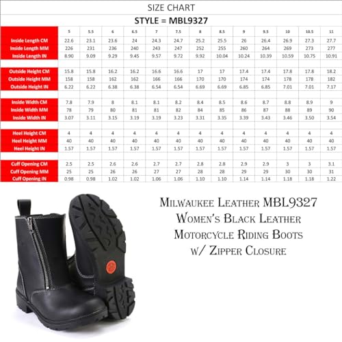 Milwaukee Leather MBL9327 Women's Black Leather Motorcycle Riding Boots with Dual Zipper Closure3