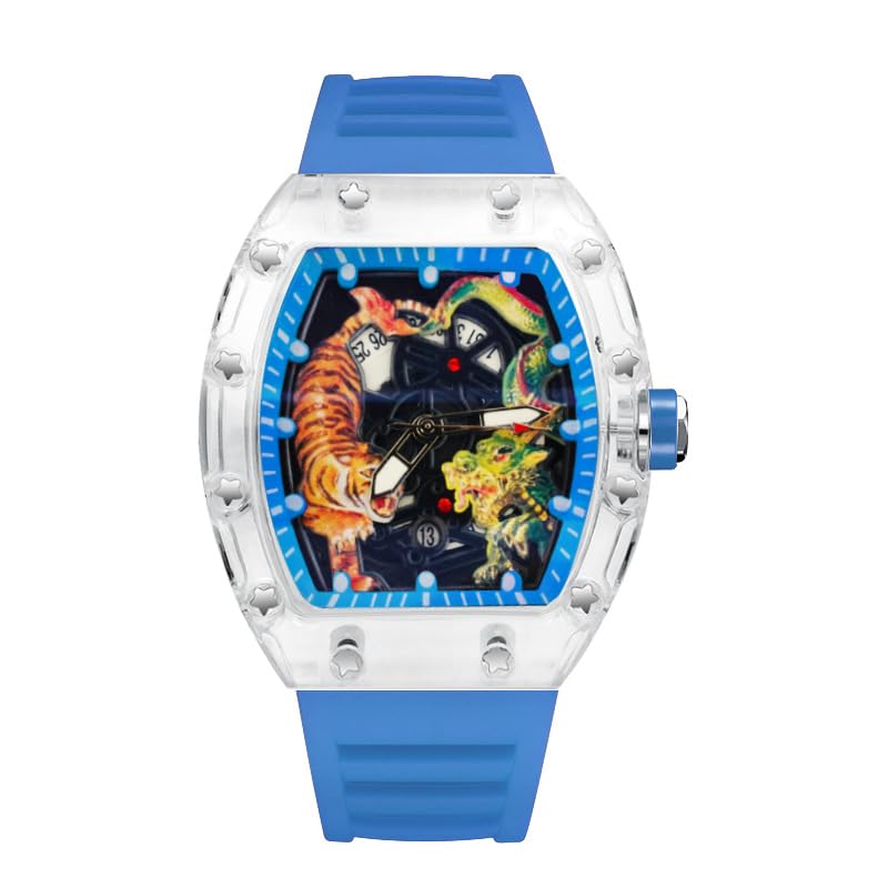 Image of carl vinsonSports Wrist Watch | Automatic Quartz Luminous Waterproof Men's Barrel-Type Dragon Tiger Design
