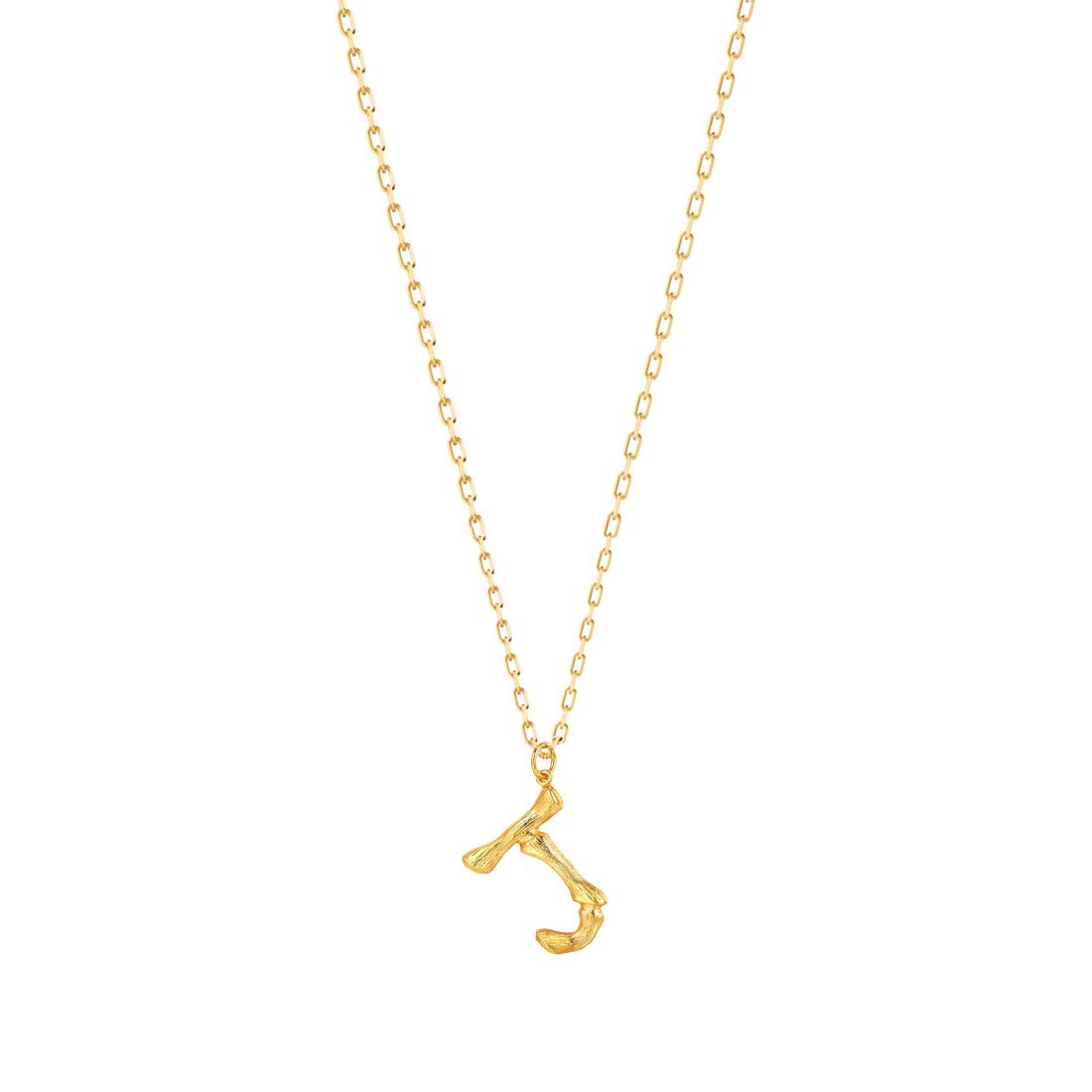 Bamboo Initial Necklace, 18K Gold Plated Stainless Steel Small Initial Necklace Personalized Letter Necklace Monogram Name Necklace for Women