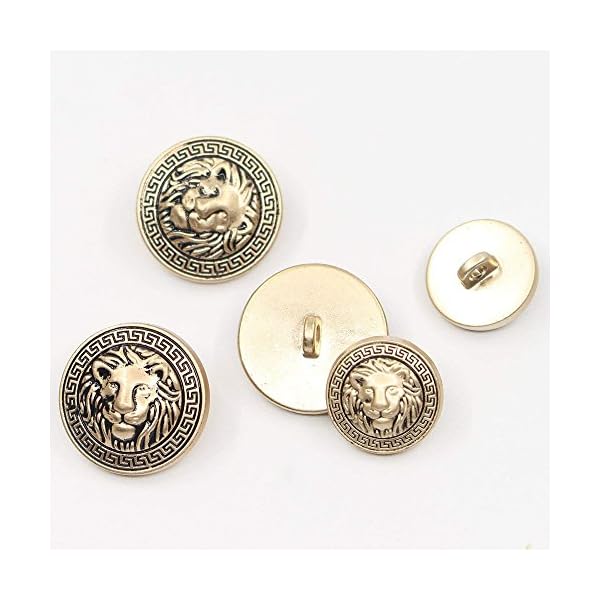 10PCS Clothes Buttons - Fashion Lion Head Sewing Button Round Shaped Metal Button Set for Men Women Blazer, Coat, Uniform, Shirt, Suit and Jacket (Gold, 25mm) - Image 4