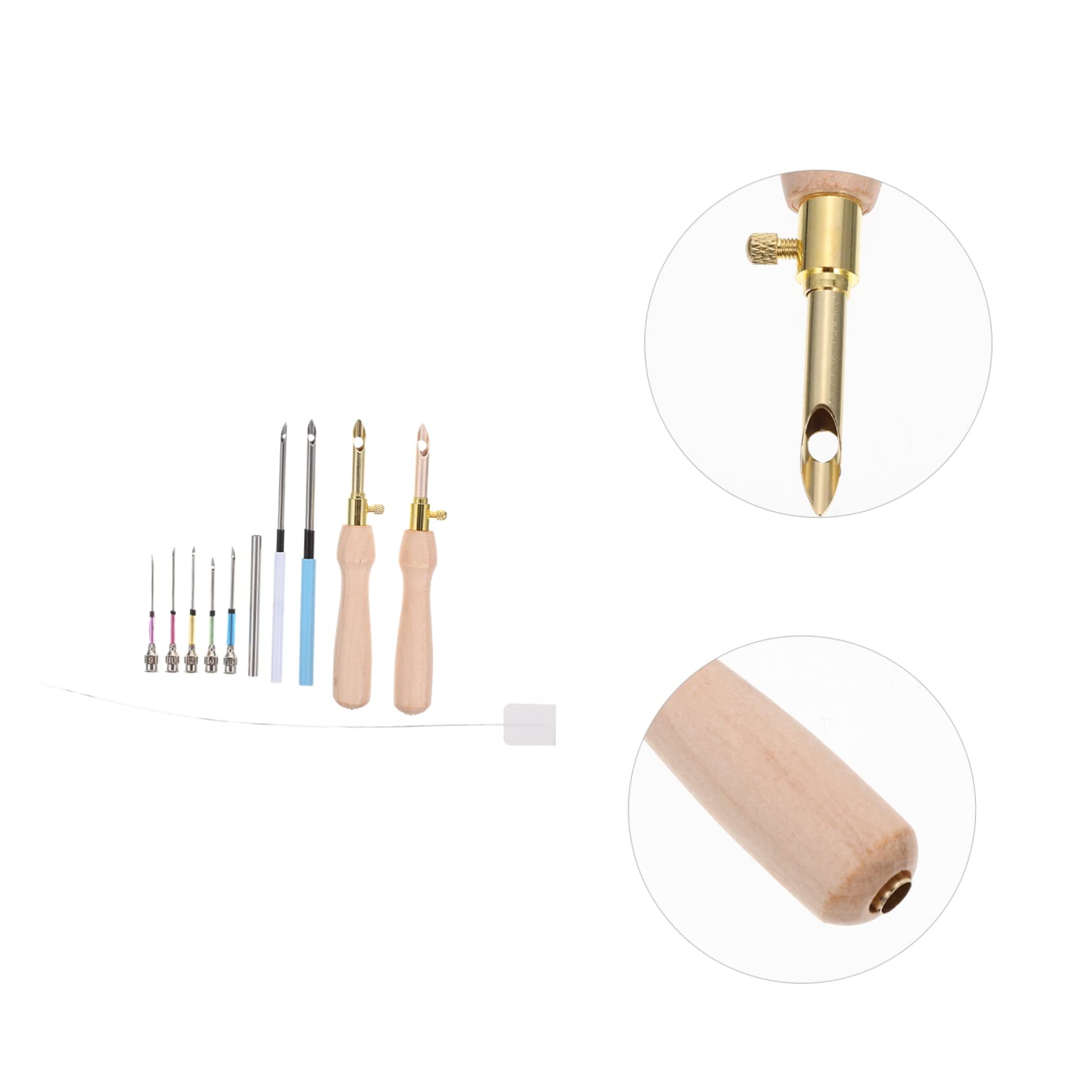 Operitacx 5juegos Kit De Agujas De Punzón Para Bordado Herramienta De Bordado Mango De Madera Para Manualidades y Decoraciones