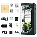 MARS HYDRO 2x2 Grow Tent Kit, TS600 LED Grow Light Full Spectrum Indoor Grow Tent Complete System, 24"x24"x55" Hydroponics Tent 1680D Canvas with 4 inch 205 CFM Inline Fan and 6 inch Clip Fan