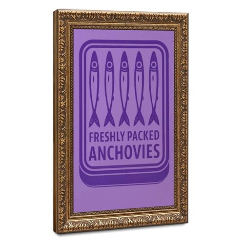 Tableau sur toile anchois violet rétro : décoration murale de salon raffinée