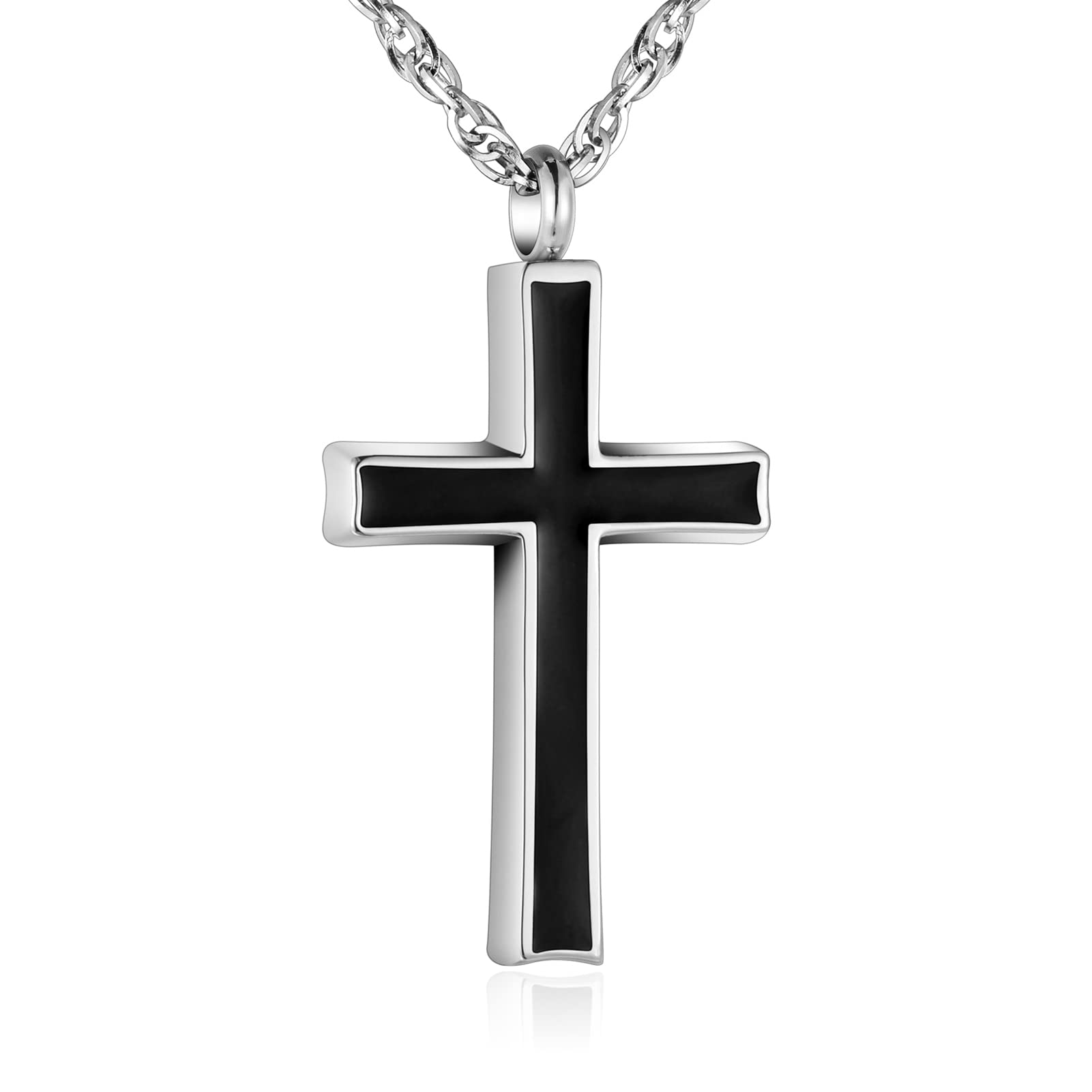Dletay Cross Urn Necklace for Ashes Stainless Steel Cremation Jewelry for Ashes Memorial Ash Necklace for Men Women, Stainless Steel, stainless steel