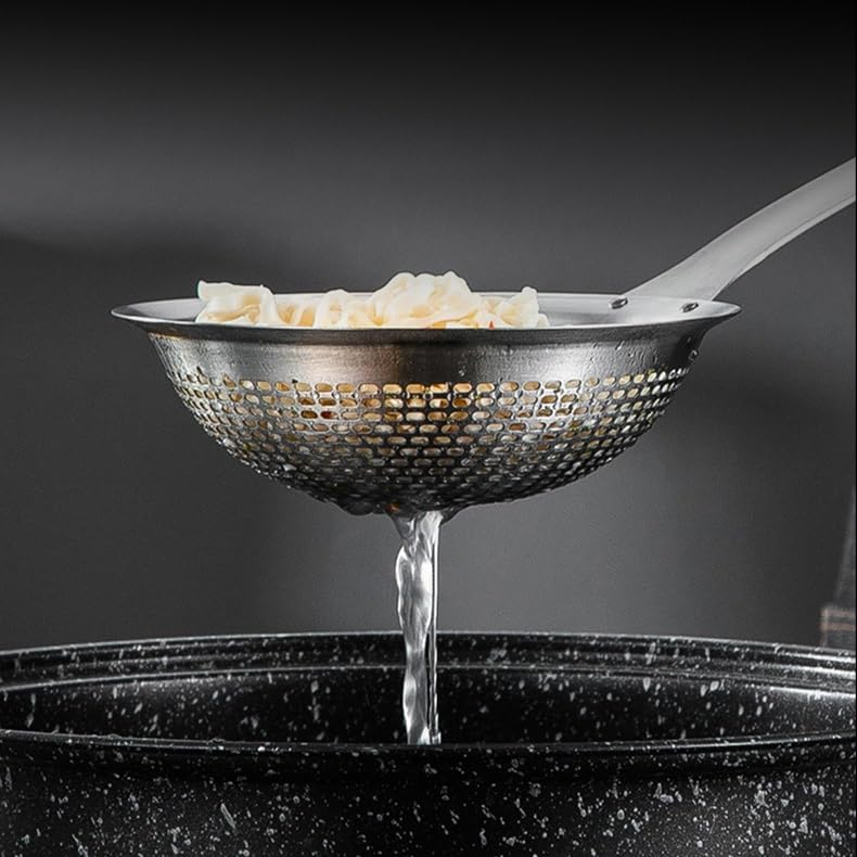 Zestaw 2 łyżek do smażenia durszlaka, łyżki cedzakowej, łyżka do odpieniacza, łyżka kuchenna ze stali nierdzewnej, sitko do żywności i cedzak