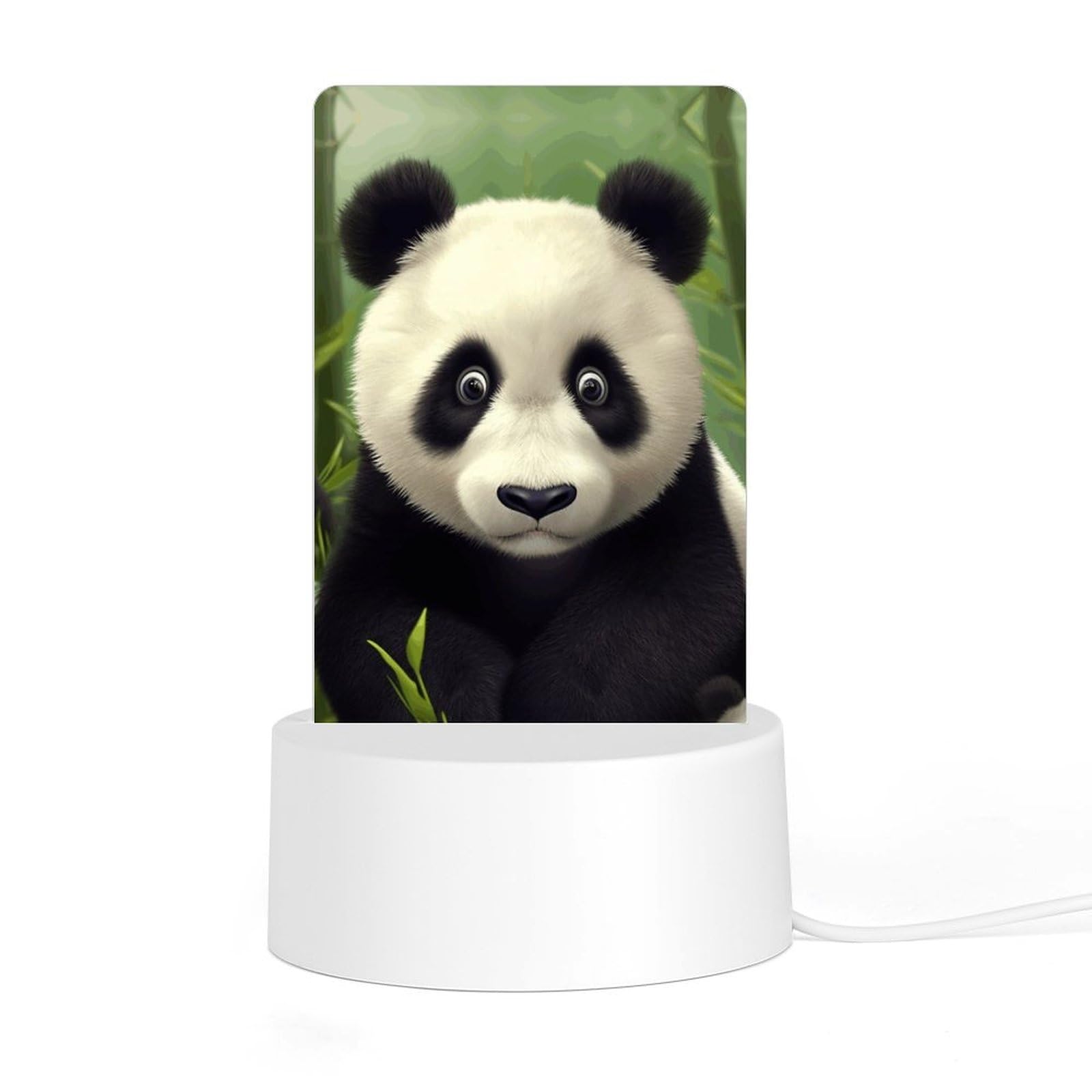JTREHY Acrylic Night Light with Base, Pandas Printed Desktop Night Light LED Bedside Night Light for Bedroom, Bathroom, Corridor, Holiday Gift