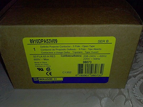 Square D 8910DPA53V09 Contactor de propósito definitivo, 208/240 Vca, 50 A, 3 polos miniatura 2