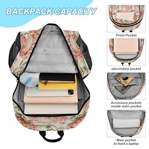 Sac à dos floral rose avec boîte à déjeuner pour enfants