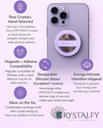 Bague magnétique en cristal véritable pour habiller le téléphone - 4