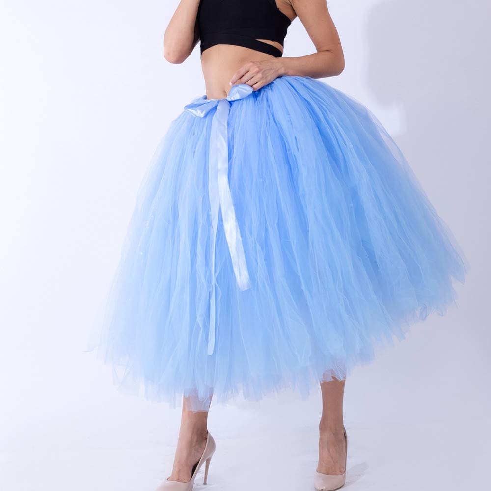 Midirock da donna in rete, sottogonna da damigella d'onore, in tulle, irregolare, a strati, tutù, sexy, da ballo, da principessa, ballo, festa, a vita alta