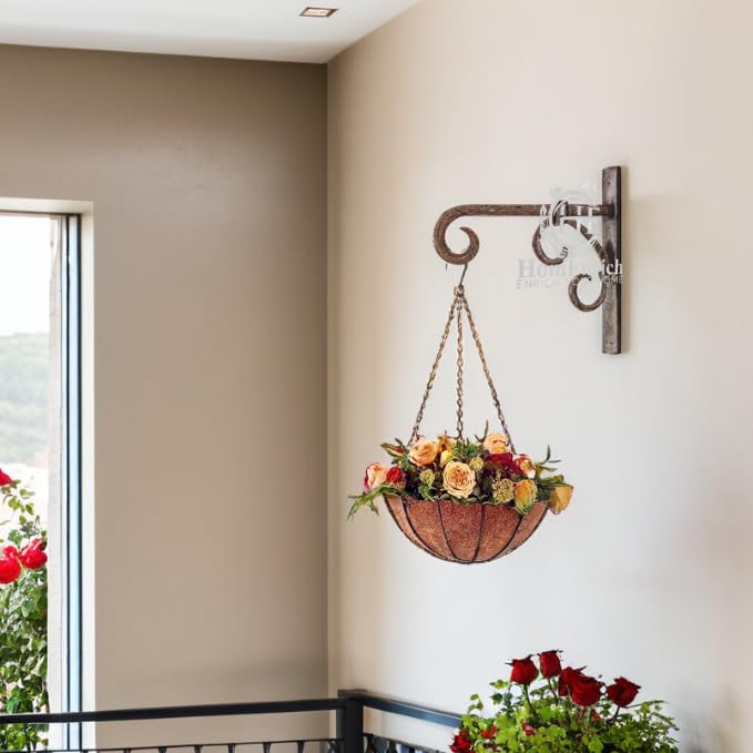 HomEnrich Wall Hanging Plant Hook for Planters Lanterns Bird Feeders Wind Chimes Hanging Baskets Ornaments String Lights Indoor Outdoor Balcony Black Antique-image-0