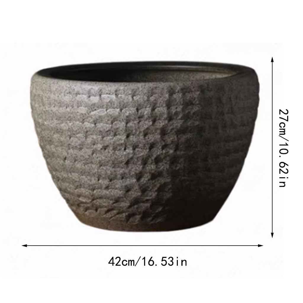 Tanque Peces Acuario Tanque Grande de cerámica, Tanque Peces Piedra imitación, Lirio Agua, Loto, for Patio, pez Dorado for Exteriores | 42cm