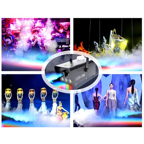 Máquina de humo con luces LED, control remoto inalámbrico y cableado, efecto de humo colorido para escenarios, bares, fiestas y salas privadas, 500 W (negro) miniatura 3